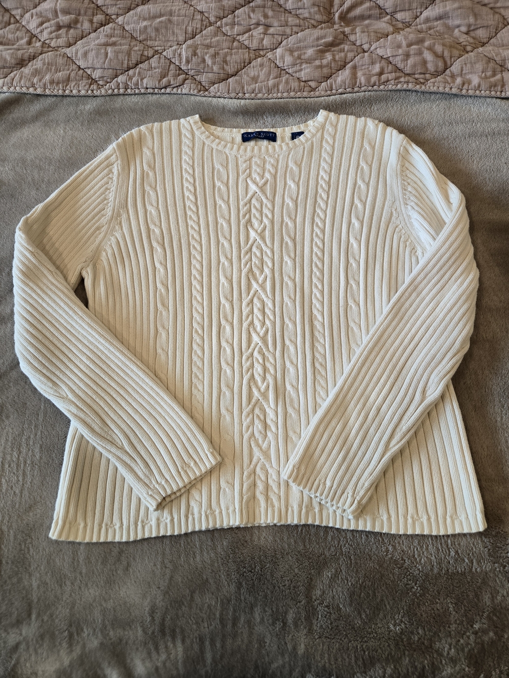 Ralph Lauren Cream Cable-Knit Cotton Sweater